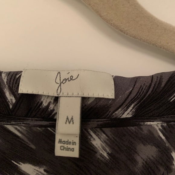 JOIE 100% silk, split V-neck top, size M, black/gray/white, never worn! - Picture 2 of 3